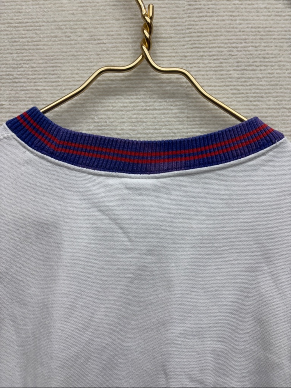 Champion | White Crewneck with Blue Script and Red Ribbing medium reverse weave - Picture 7 of 9